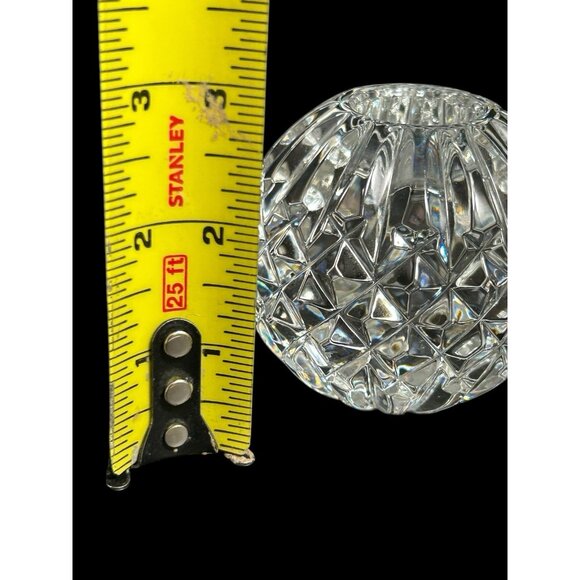 Vintage Pair Waterford Lismore Round Cut Crystal Candle Holders Signed - Picture 8 of 9